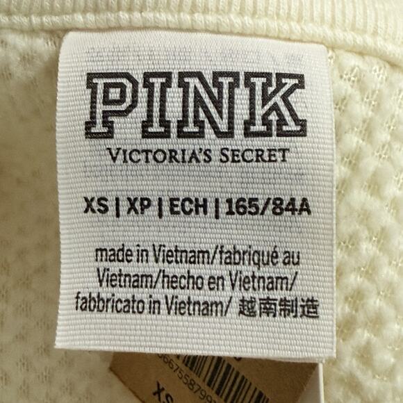 Victoria’s Secret PINK Cropped Sherpa Fleece 1/4 Zip Pullover Sweatshirt XS NWT - Picture 2 of 10